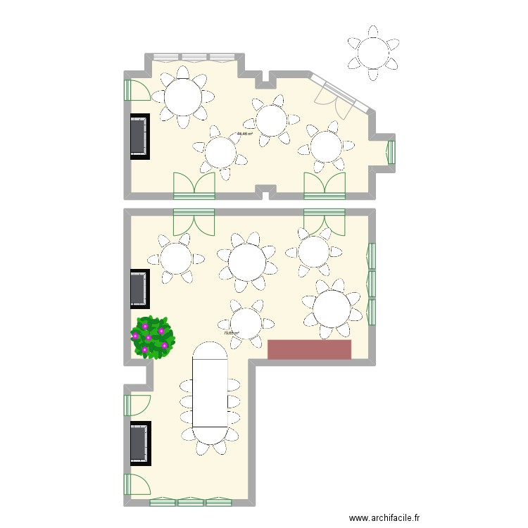 Chateau. Plan de 2 pièces et 124 m2