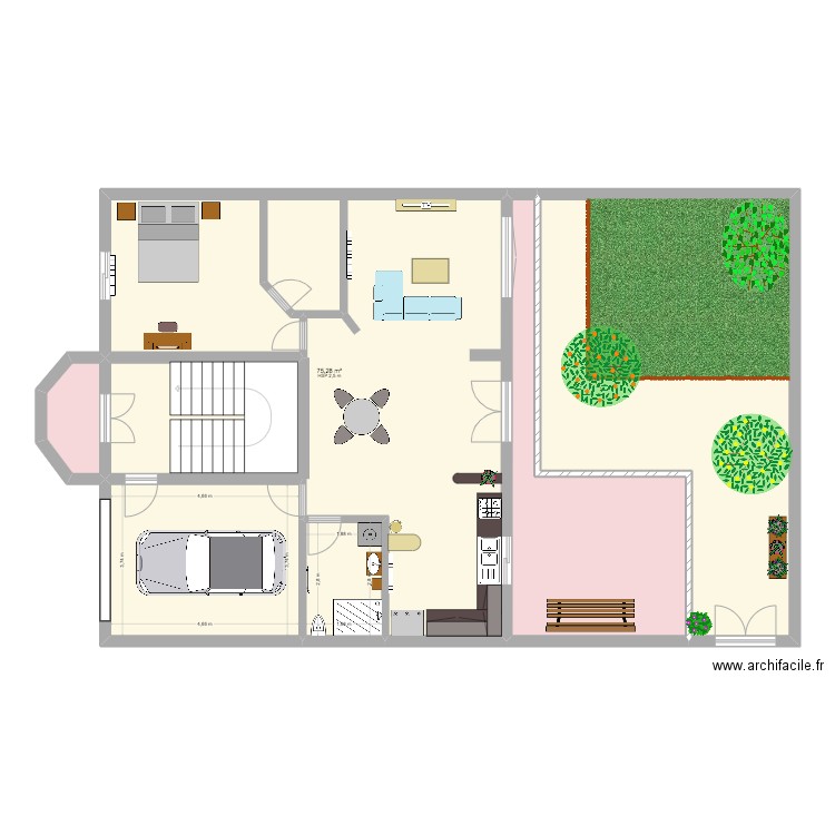 maison4. Plan de 6 pièces et 173 m2