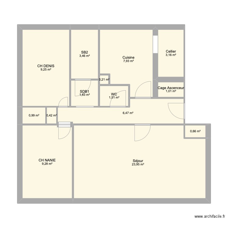 Marcel SEMBAT. Plan de 14 pièces et 70 m2