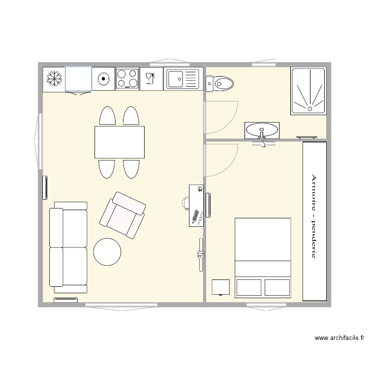 dghj. Plan de 3 pièces et 41 m2