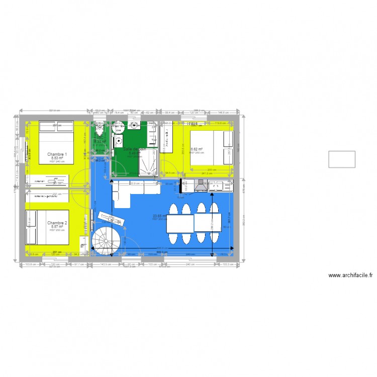 Chalet  3 chambres plein pieds 1000  670 et mézzanie . Plan de 0 pièce et 0 m2