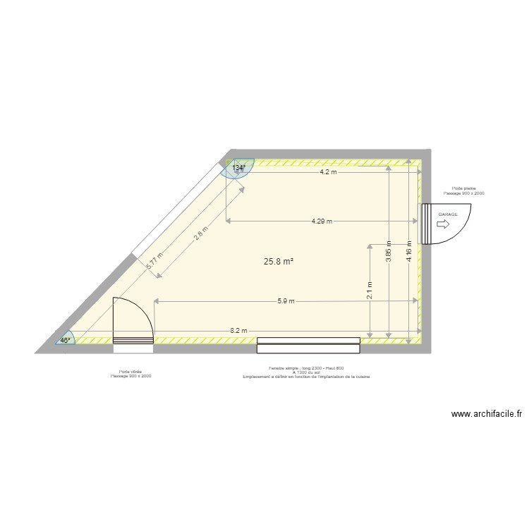 cuisine v3. Plan de 1 pièce et 26 m2