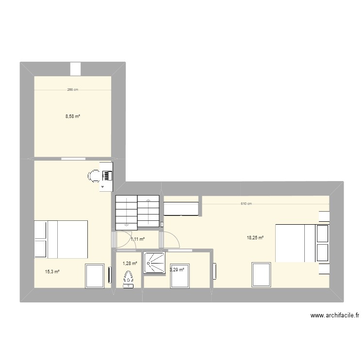 Maison 1 Etage ST THEGONNEC  ess. Plan de 6 pièces et 48 m2