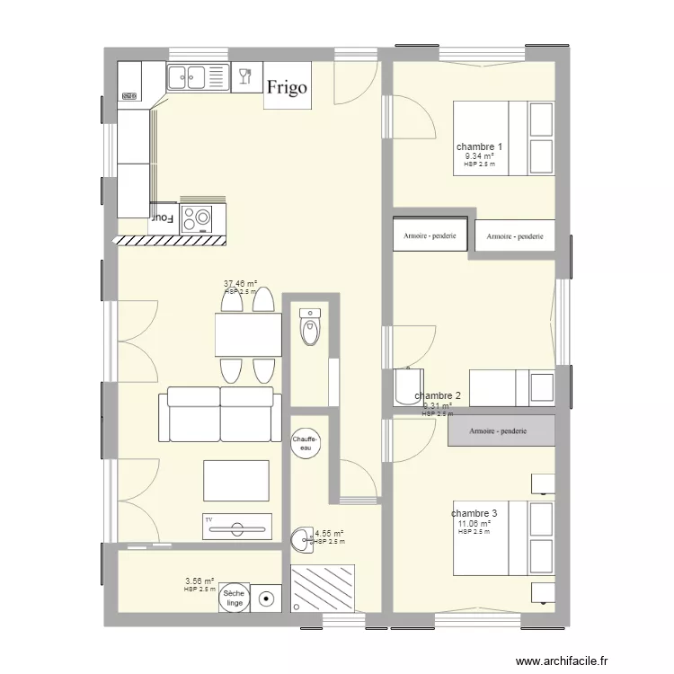 appart arlac ali4. Plan de 