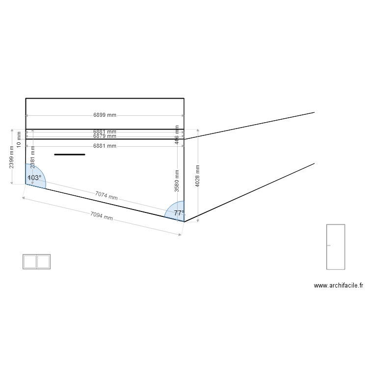 Extesion garage 21. Plan de 1 pièce et 22 m2