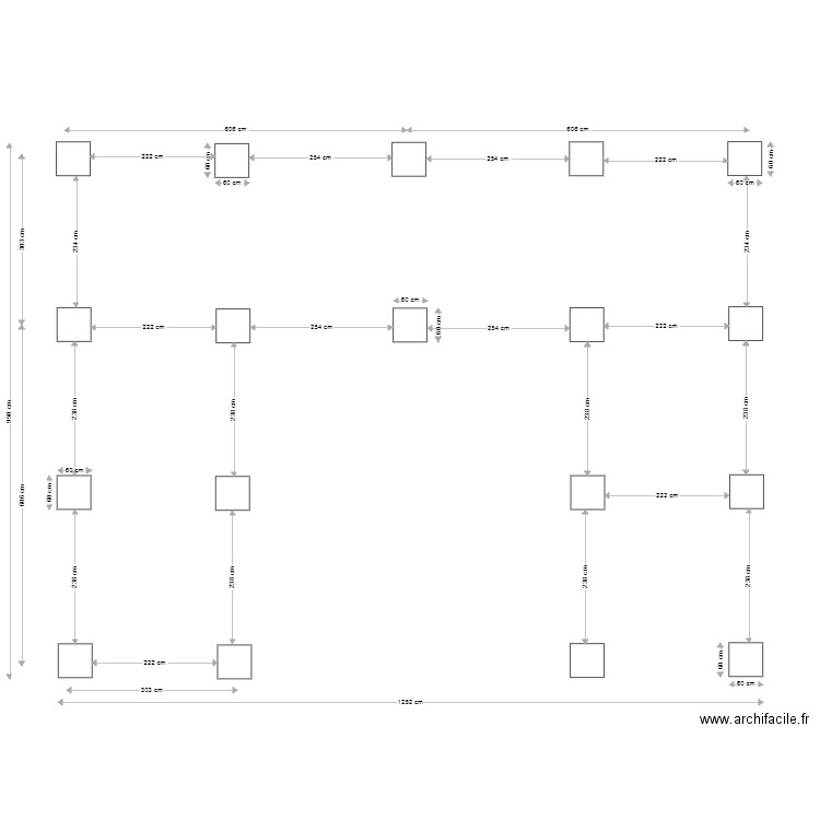 Plan fondations 4 modulaires. Plan de 0 pièce et 0 m2