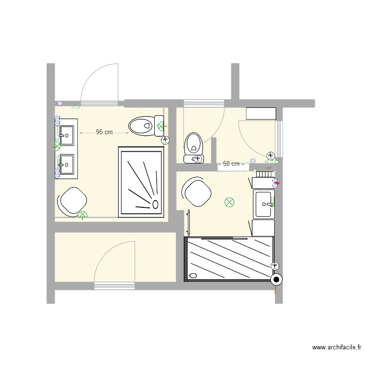 Salle de Bain Clermont tirant droit. Plan de 0 pièce et 0 m2