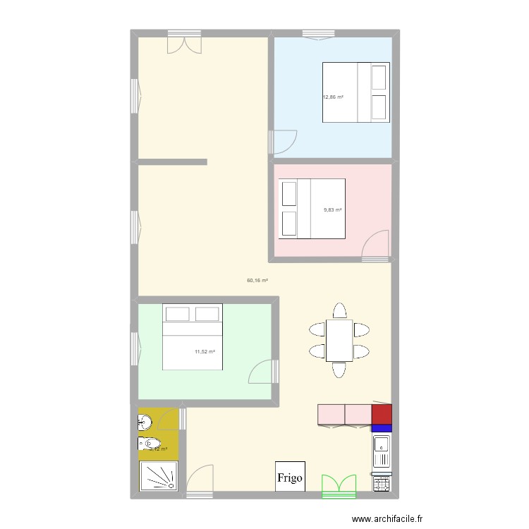 Casa Atins_projet_boutique_1. Plan de 5 pièces et 98 m2