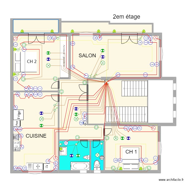 2er etage 1FFF. Plan de 10 pièces et 162 m2