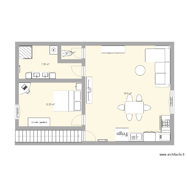 appartement T2 haut 1. Plan de 0 pièce et 0 m2