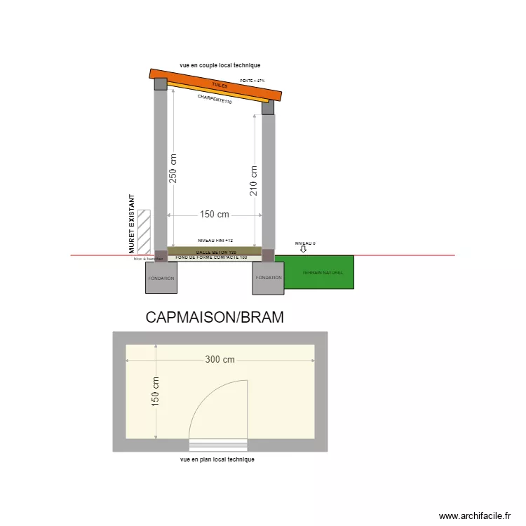 BRAM (coupe). Plan de 