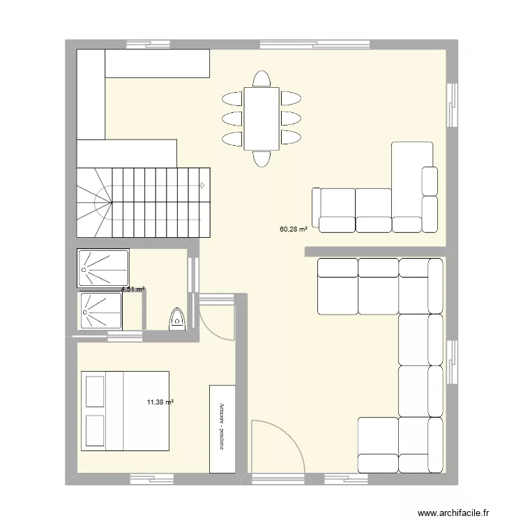 kamouni 1. Plan de 3  et 76 m²