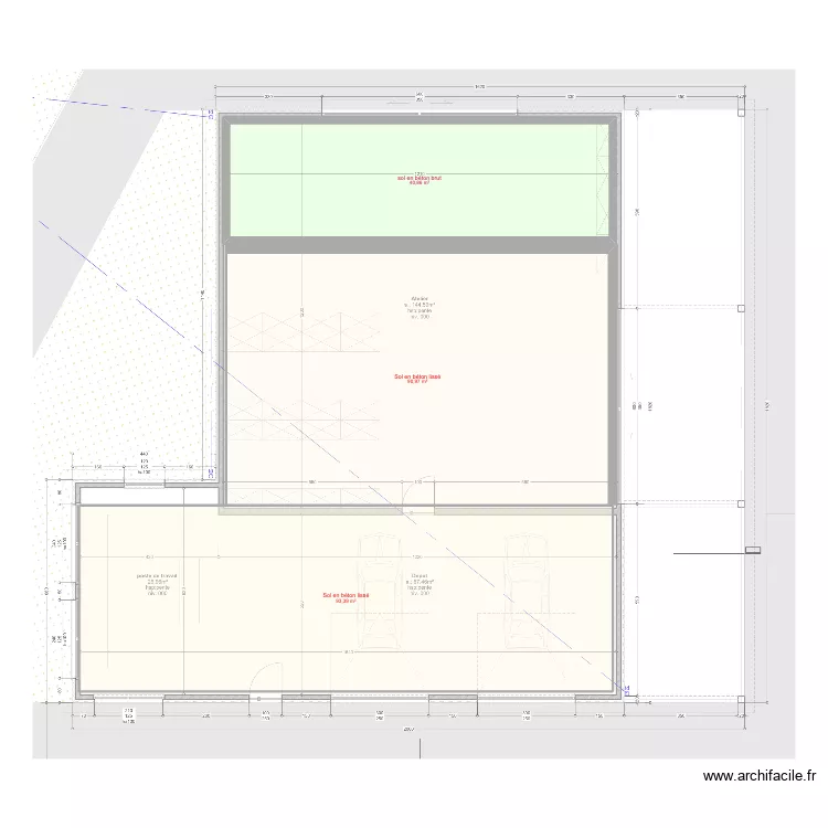 hangar type de sol. Plan de hangar type de sol. Plan de