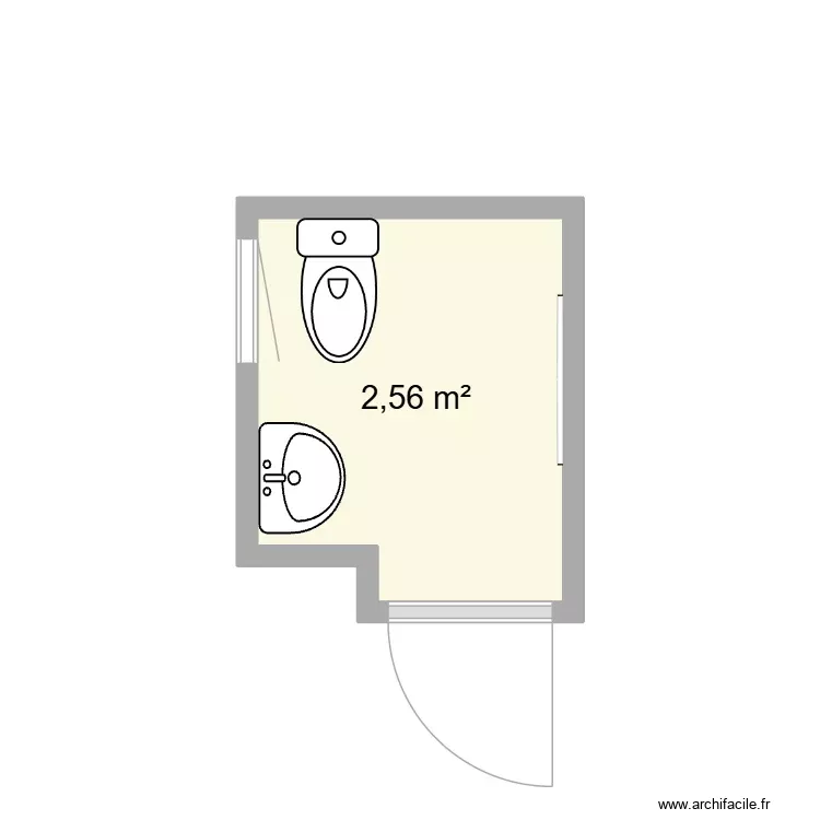 Toilette actuel. Plan de 1 Pièce et 3 m² Toilette actuel. Plan de 1 Pièce et 3 m²