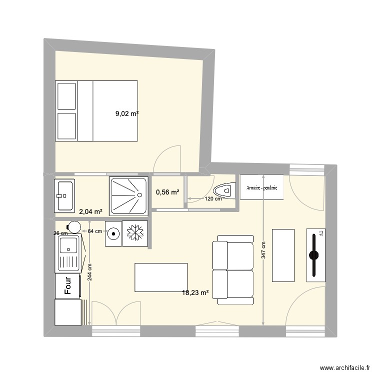 Jean Burguet. Plan de 4 pièces et 30 m2