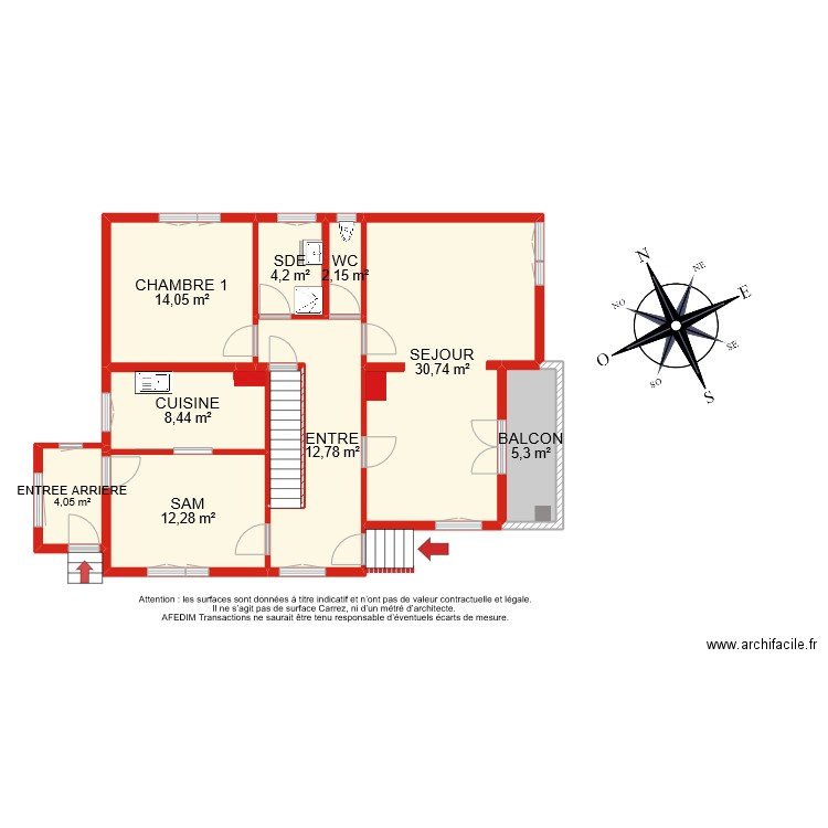 BI 10395 RDC. Plan de 10 pièces et 97 m2