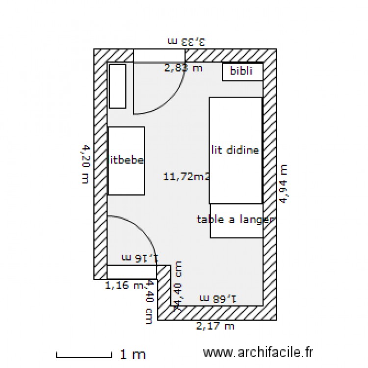 chbre didine. Plan de 0 pièce et 0 m2