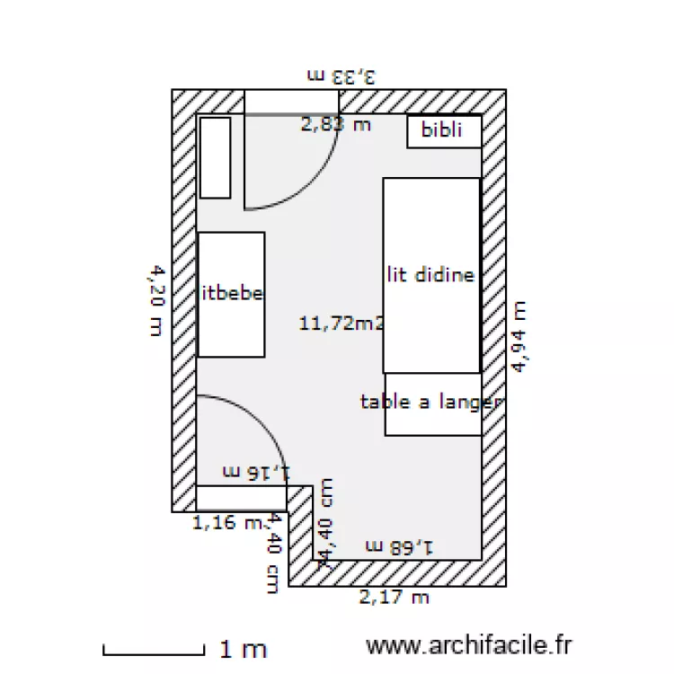 chbre didine. Plan de 