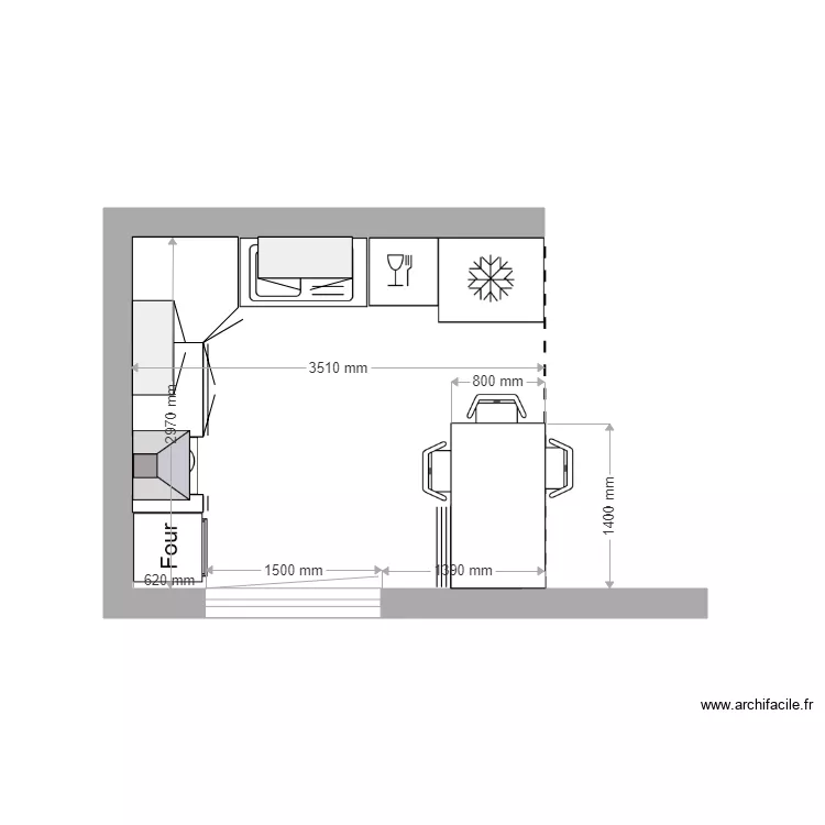 cuisine mallassagne. Plan de 