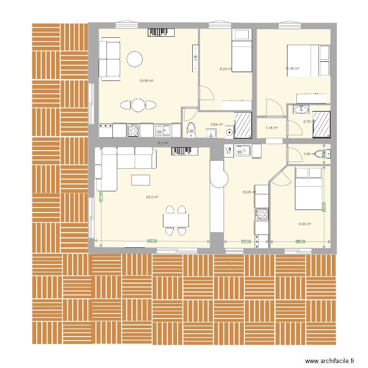 T3  logement six fours RDC. Plan de 0 pièce et 0 m2