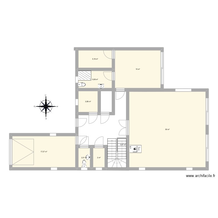 Plan maison 1. Plan de 9 pièces et 100 m2