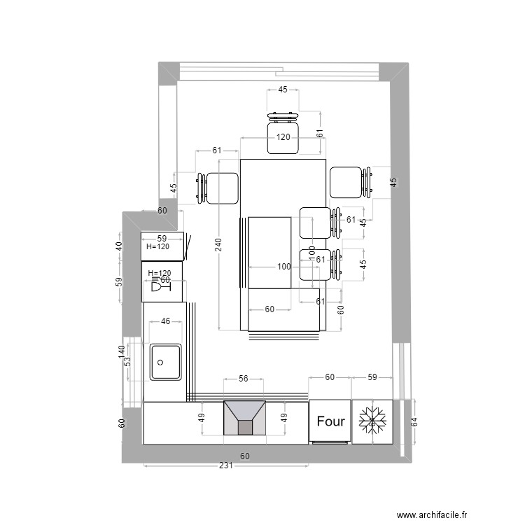 Cuisine. Plan de 0 pièce et 0 m2