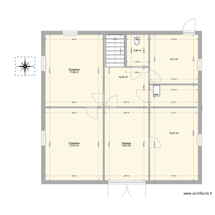 W Labb 2. Plan de 7 pièces et 92 m2