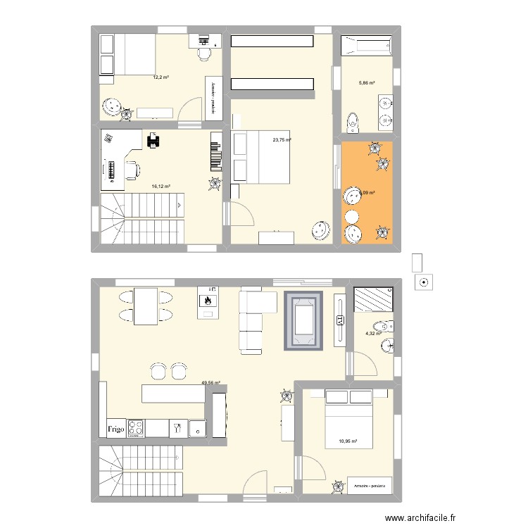 Projet Yannick. Plan de 8 pièces et 129 m2