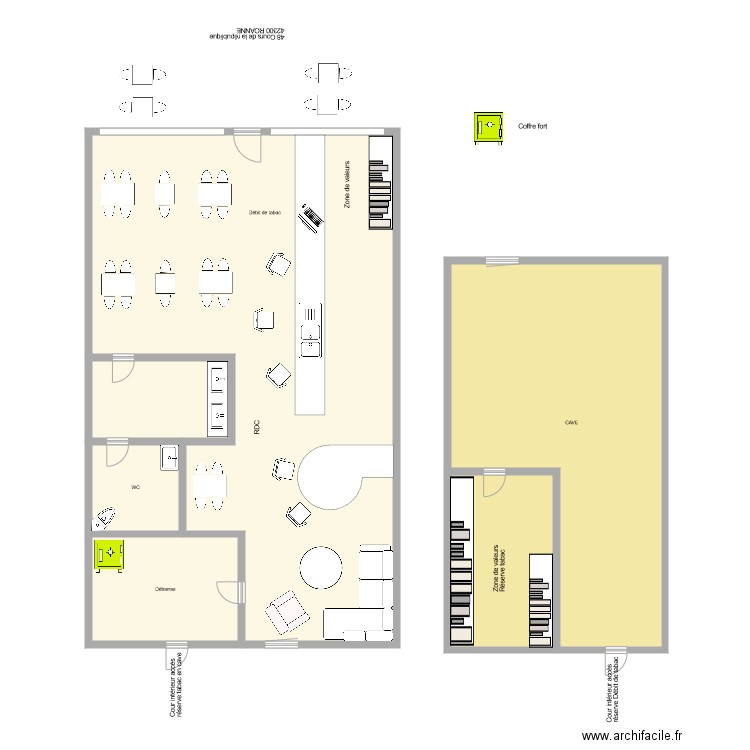 TABAC LE LONGCHAMP Coffre fort. Plan de 6 pièces et 306 m2