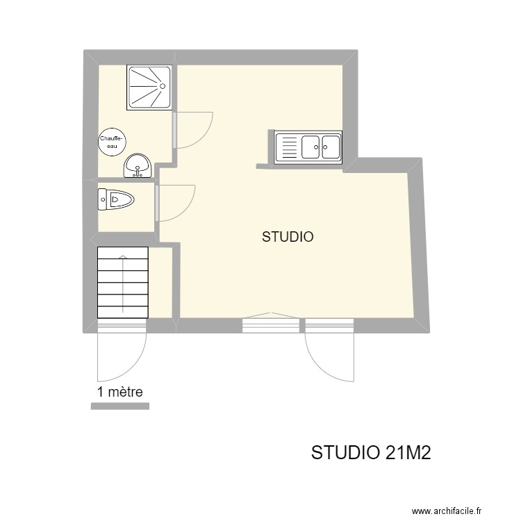 CARMES 8 RDC. Plan de 3 pièces et 21 m2