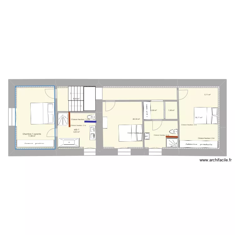 1 ETAGE 1 MONTIGNY Variante. Plan de 