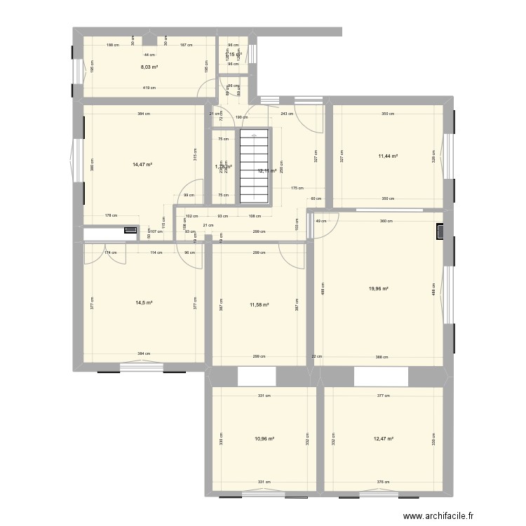 Dimensions Audrey. Plan de 13 pièces et 121 m2