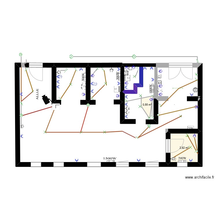 zoumanna emanuelle. Plan de 2 pièces et 3 m2