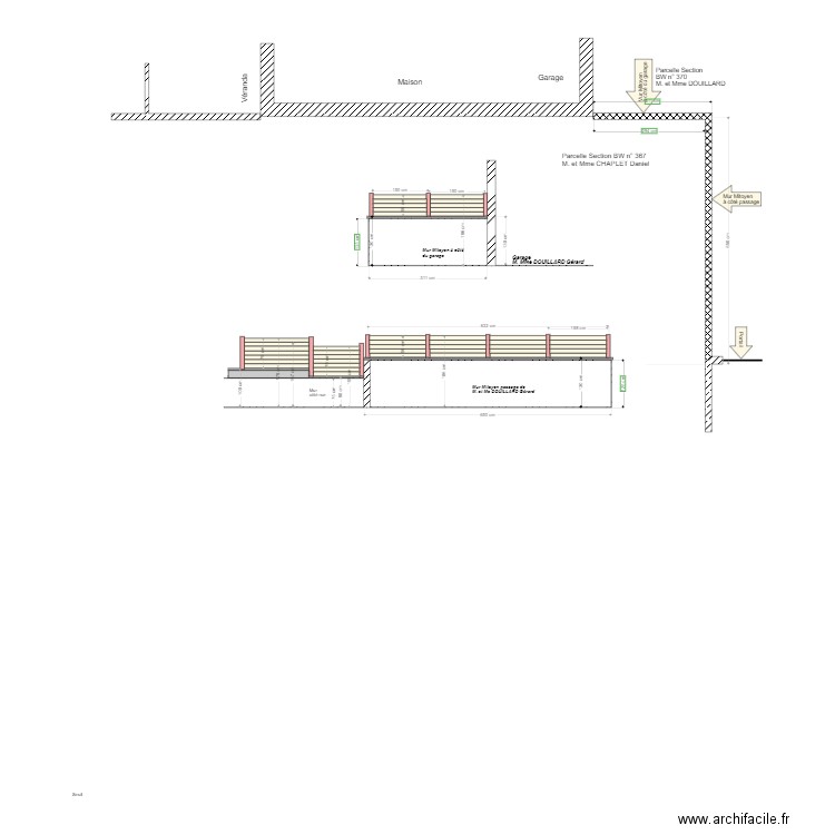 Clôture Alu mitoyenne côté abri de jardin. Plan de 0 pièce et 0 m2