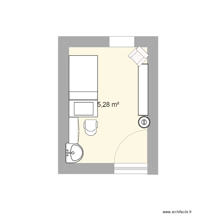 Cabine epilation. Plan de 1 pièce et 5 m2