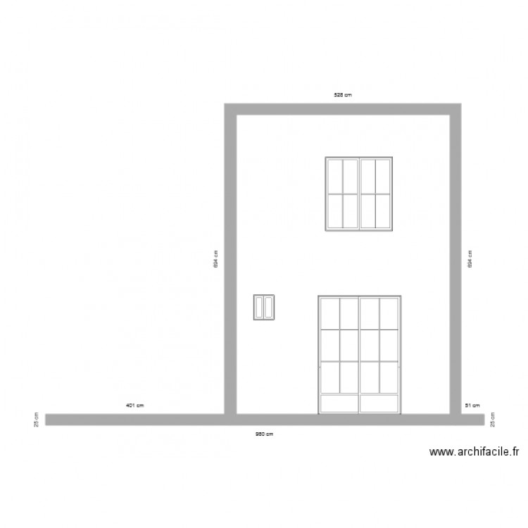 façade sud existante 1. Plan de 0 pièce et 0 m2