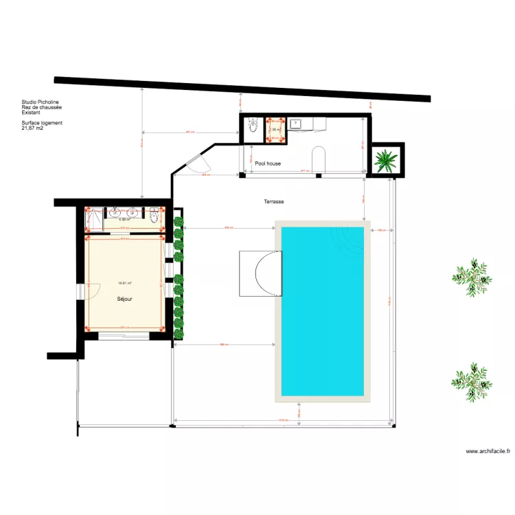 Studio Picholine existant. Plan de 