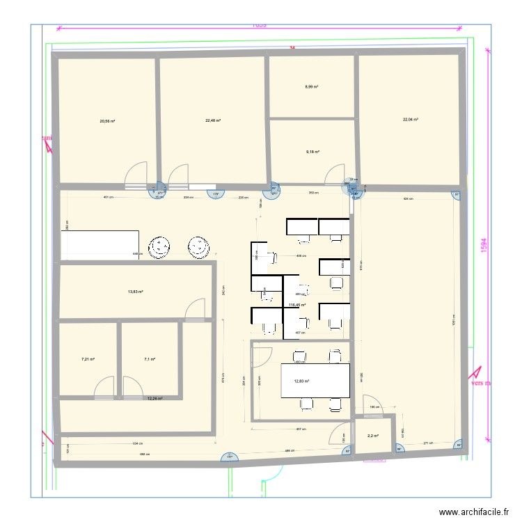 BUR22_1. Plan de 12 pièces et 255 m2