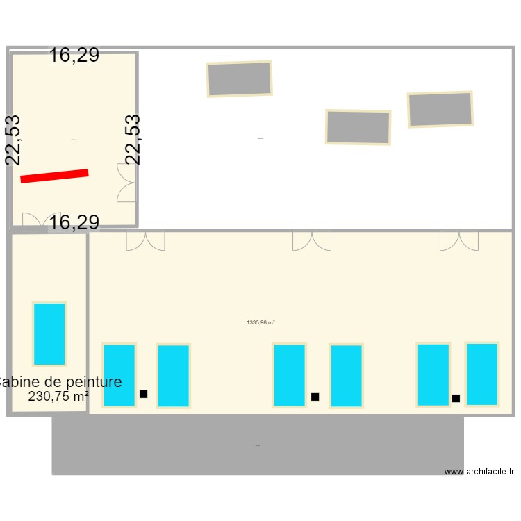 entrepot. Plan de 5 pièces et 4124 m2