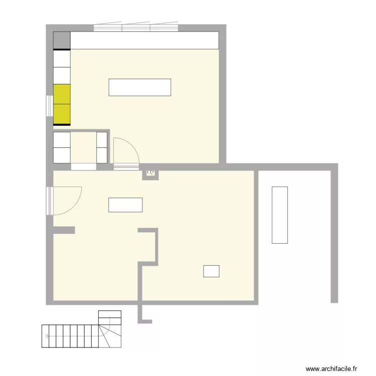 cuisine place fen&ecirc;tre. Plan de 