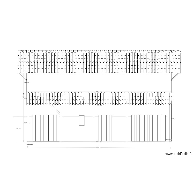 grange façade est. Plan de 0 pièce et 0 m2