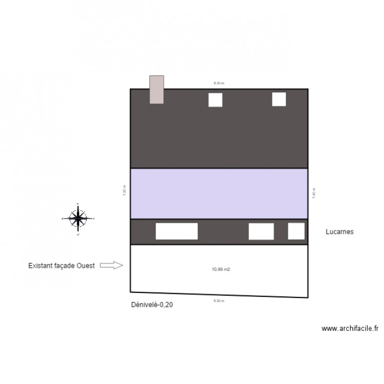 Thierry façade Ouest Existant v2. Plan de 0 pièce et 0 m2