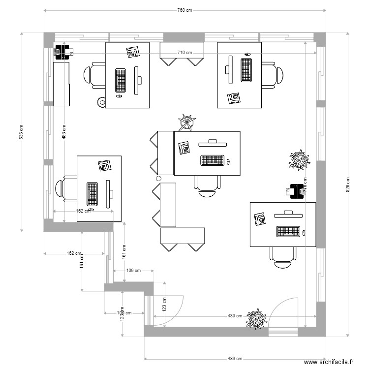 AMENAGEMENT BUREAU OPEN 6. Plan de 1 pièce et 49 m2