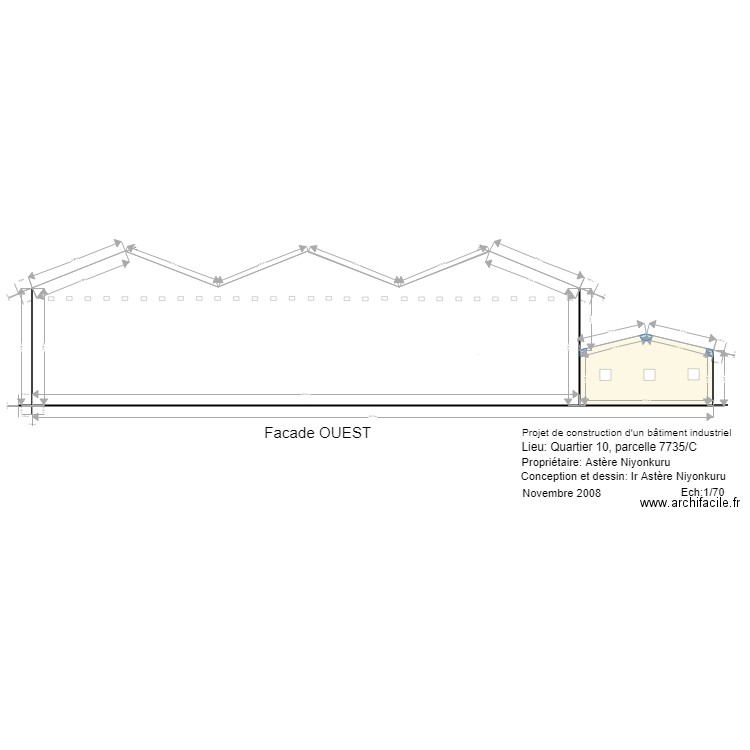 facade ouest. Plan de 0 pièce et 0 m2