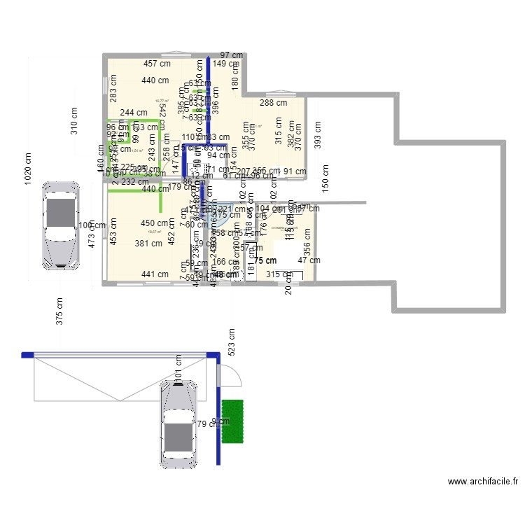CLOISONEMENT pour PAC 19 JUIN 2023. Plan de 7 pièces et 77 m2