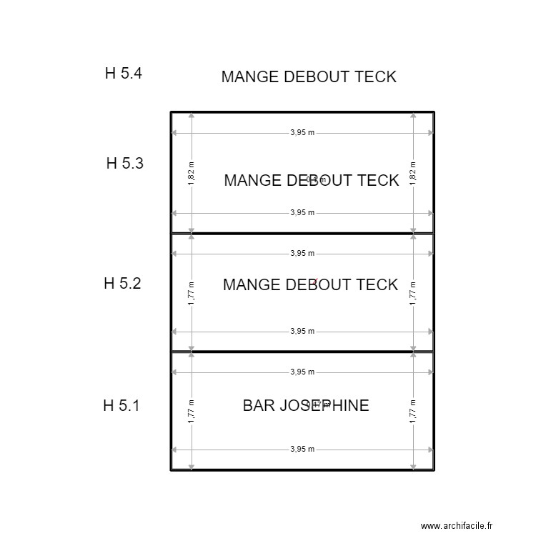 H 5. Plan de 3 pièces et 21 m2