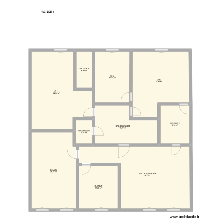 2eme etage graulhet 2023. Plan de 10 pièces et 195 m2
