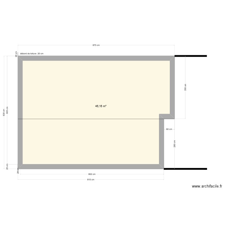 JC Bertrand. Plan de 1 pièce et 46 m2