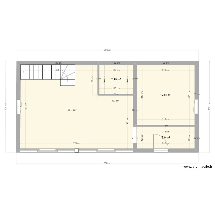 Projet Perrier. Plan de 6 pièces et 86 m2