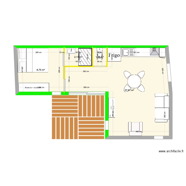 projet finis. Plan de 4 pièces et 40 m2